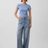 Pointelle-T-shirt med rund hals