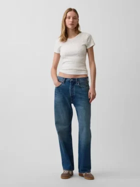 Pointelle-T-shirt med rund hals