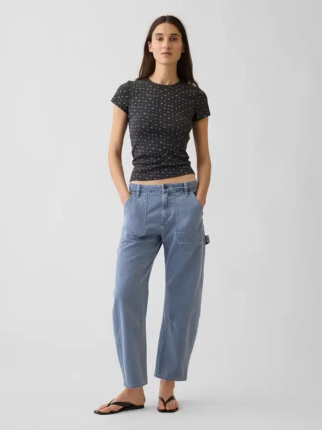 Pointelle-T-shirt med rund hals