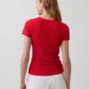 Pointelle-T-shirt med rund hals