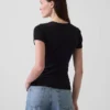 Pointelle-T-shirt med rund hals