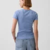 Pointelle-T-shirt med rund hals