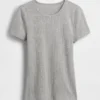 Pointelle-T-shirt med rund hals