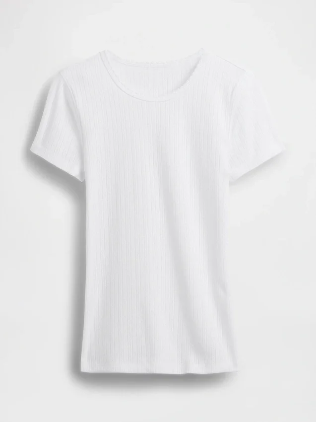 Pointelle-T-shirt med rund hals