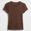 Pointelle-T-shirt med rund hals
