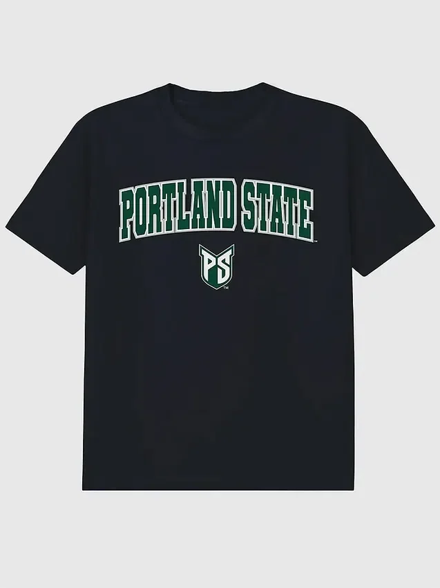 Portland State Universitys Arch Logo – svart grafisk T-shirt