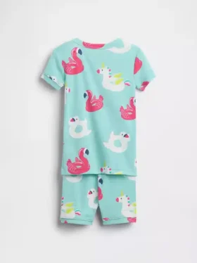 Pyjamas med korta shorts i ekologisk borstad bomull för Baby & Småbarn