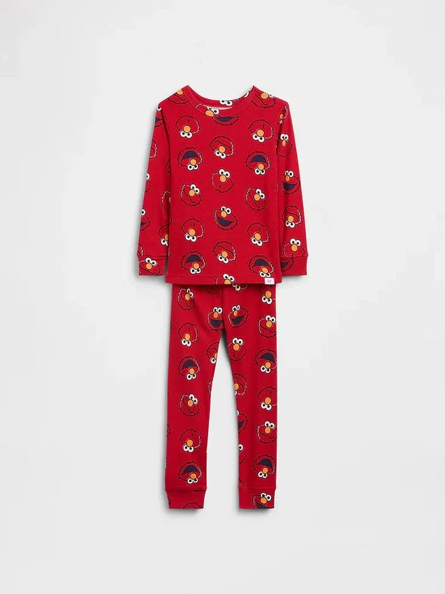 Pyjamas-set för Baby & Småbarn från Sesame Street i ekologisk borstad bomull med Elmo-motiv