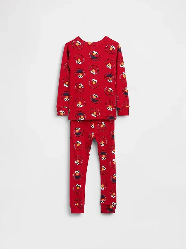 Pyjamas-set för Baby & Småbarn från Sesame Street i ekologisk borstad bomull med Elmo-motiv