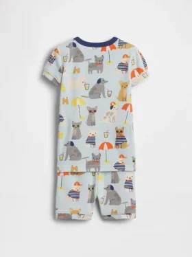 Pyjamas-set för Baby & Småbarn i ekologisk borstad bomull med Beach Dogs-motiv