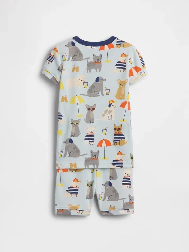 Pyjamas-set för Baby & Småbarn i ekologisk borstad bomull med Beach Dogs-motiv