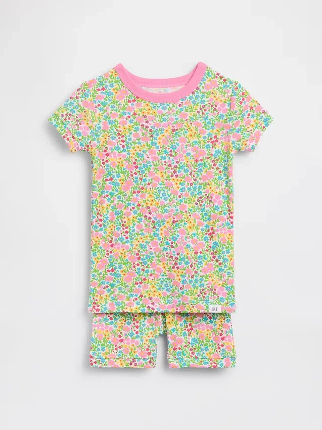 Pyjamas-set för Baby & Småbarn i ekologisk borstad bomull med blommönster