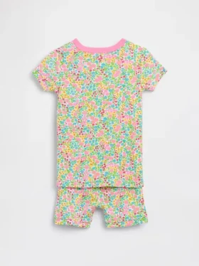 Pyjamas-set för Baby & Småbarn i ekologisk borstad bomull med blommönster