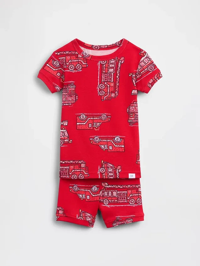 Pyjamas-set för Baby & Småbarn i ekologisk borstad bomull med brandbilsmotiv