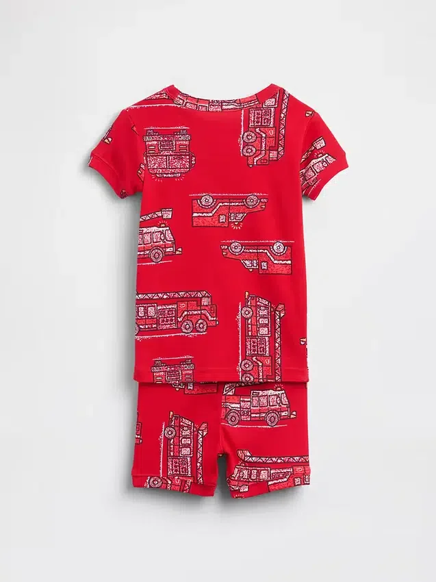Pyjamas-set för Baby & Småbarn i ekologisk borstad bomull med brandbilsmotiv