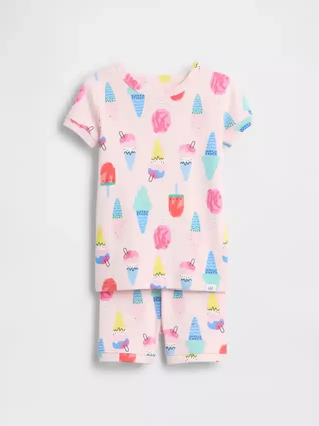 Pyjamas-set för Baby & Småbarn i ekologisk borstad bomull med glassmotiv