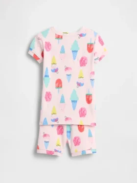 Pyjamas-set för Baby & Småbarn i ekologisk borstad bomull med glassmotiv