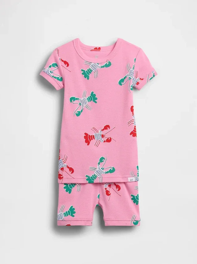 Pyjamas-set för Baby & Småbarn i ekologisk borstad bomull med hummermotiv
