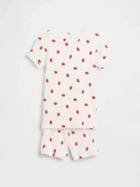 Pyjamas-set för Baby & Småbarn i ekologisk borstad bomull med jordgubbsmotiv