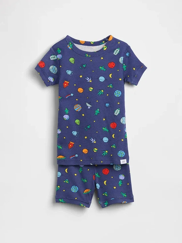 Pyjamas-set för Baby & Småbarn i ekologisk borstad bomull med rymdvarelser