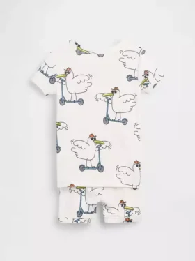 Pyjamas-set för Baby & Småbarn i ekologisk borstad bomull med Scooter Seagull-motiv