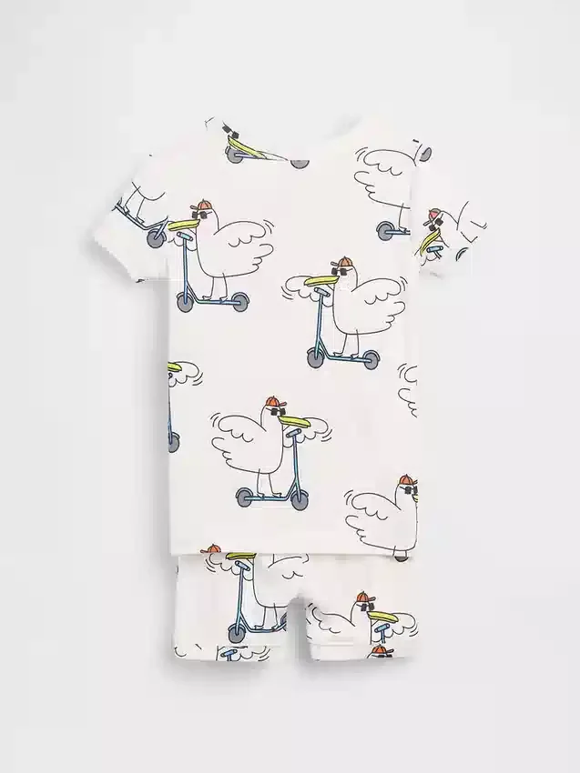 Pyjamas-set för Baby & Småbarn i ekologisk borstad bomull med Scooter Seagull-motiv