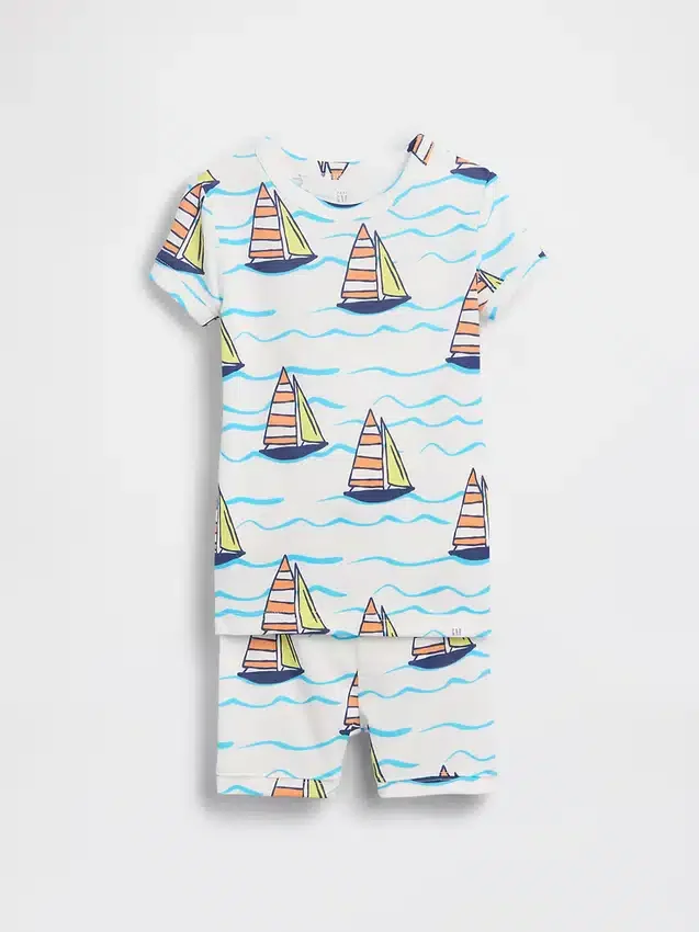 Pyjamas-set för Baby & Småbarn i ekologisk borstad bomull med segelbåtsmotiv