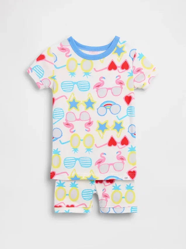 Pyjamas-set för Baby & Småbarn i ekologisk borstad bomull med solglasögonmotiv