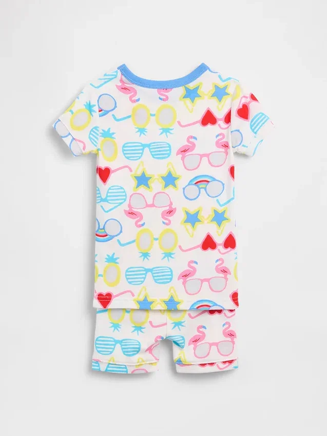 Pyjamas-set för Baby & Småbarn i ekologisk borstad bomull med solglasögonmotiv