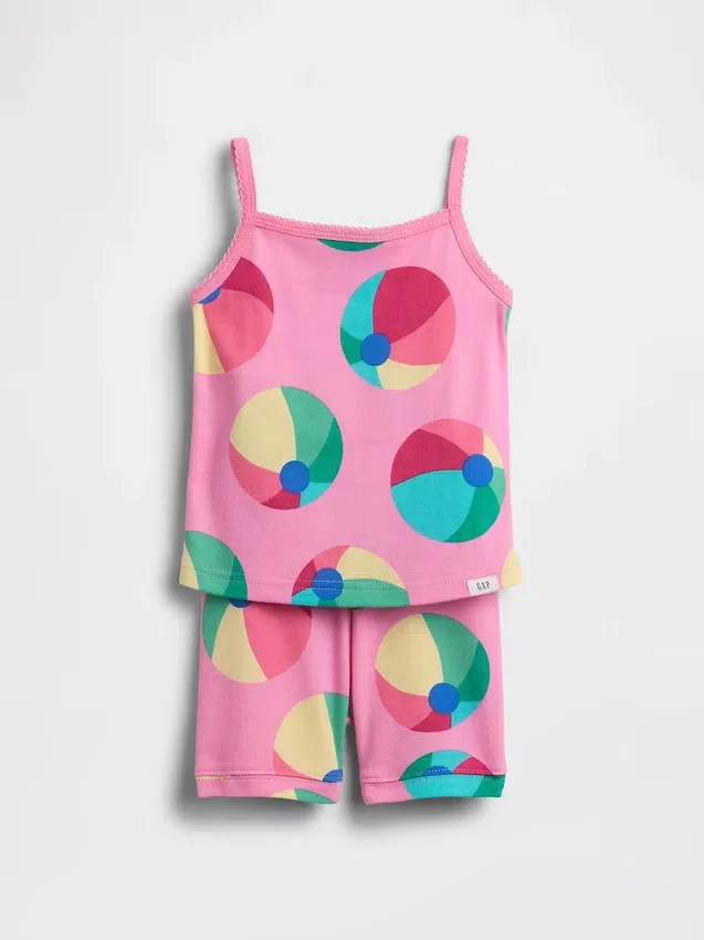 Pyjamas-set för Baby & Småbarn i ekologisk borstad bomull med strandbollsmotiv