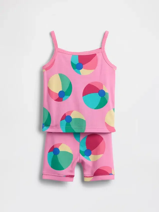 Pyjamas-set för Baby & Småbarn i ekologisk borstad bomull med strandbollsmotiv