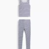 Pyjamas-set för barn i ekologisk borstad bomull med linne och leggings