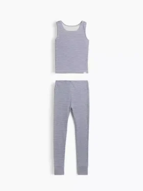 Pyjamas-set för barn i ekologisk borstad bomull med linne och leggings