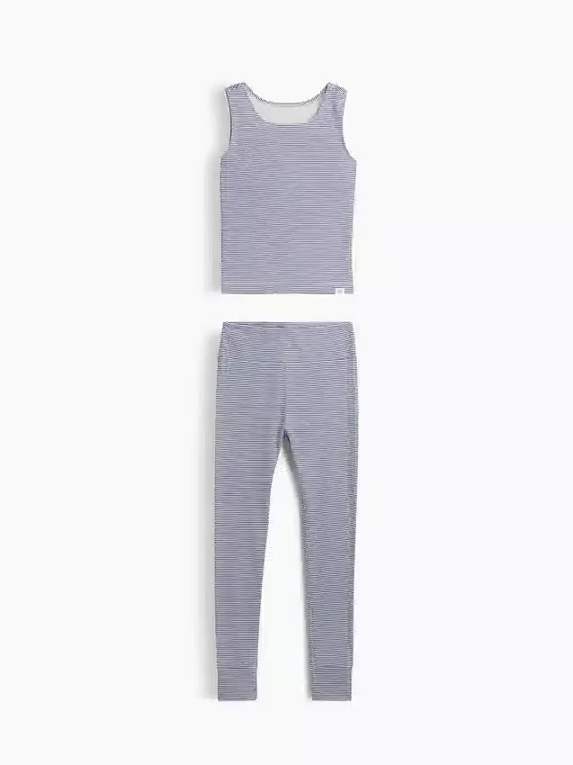Pyjamas-set för barn i ekologisk borstad bomull med linne och leggings