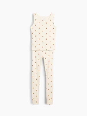 Pyjamas-set för barn i ekologisk borstad bomull med linne och leggings