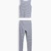 Pyjamas-set för barn i ekologisk borstad bomull med linne och leggings