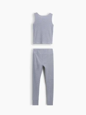 Pyjamas-set för barn i ekologisk borstad bomull med linne och leggings
