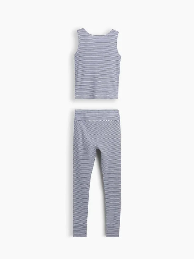 Pyjamas-set för barn i ekologisk borstad bomull med linne och leggings