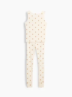 Pyjamas-set för barn i ekologisk borstad bomull med linne och leggings