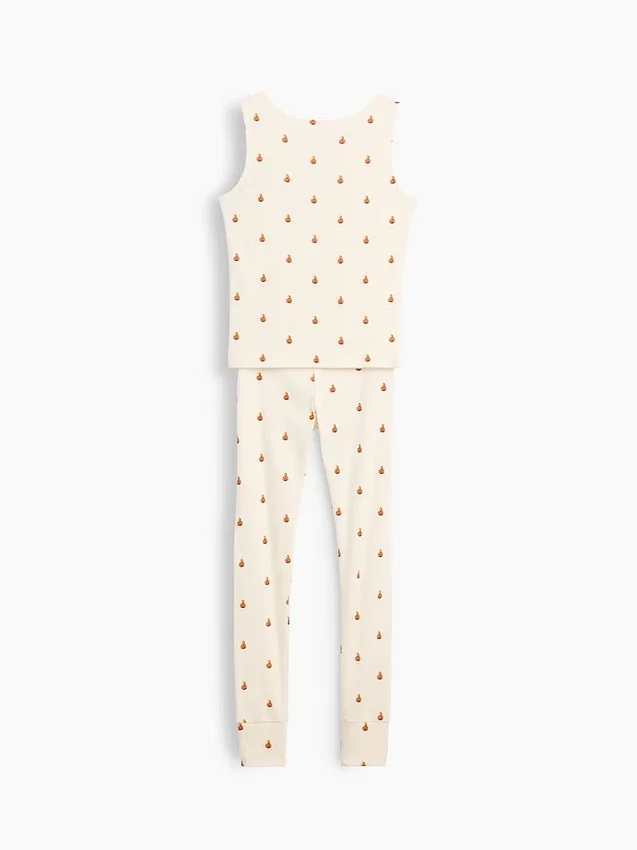 Pyjamas-set för barn i ekologisk borstad bomull med linne och leggings