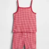 Pyjamas-set för barn i ekologisk borstad bomull med linne och shorts