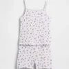 Pyjamas-set för barn i ekologisk borstad bomull med linne och shorts