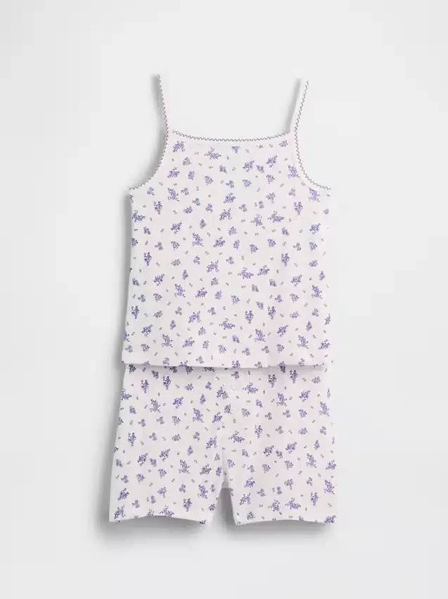 Pyjamas-set för barn i ekologisk borstad bomull med linne och shorts
