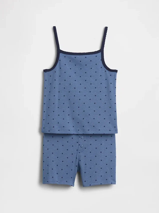 Pyjamas-set för barn i ekologisk borstad bomull med linne och shorts