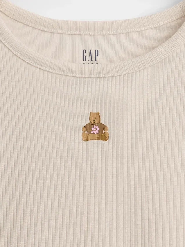 Pyjamas-set för barn i återvunnen ribbstickad tröja och shorts med Brannan Bear