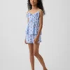 Pyjamas-set för barn i återvunnet material med volangtop och shorts