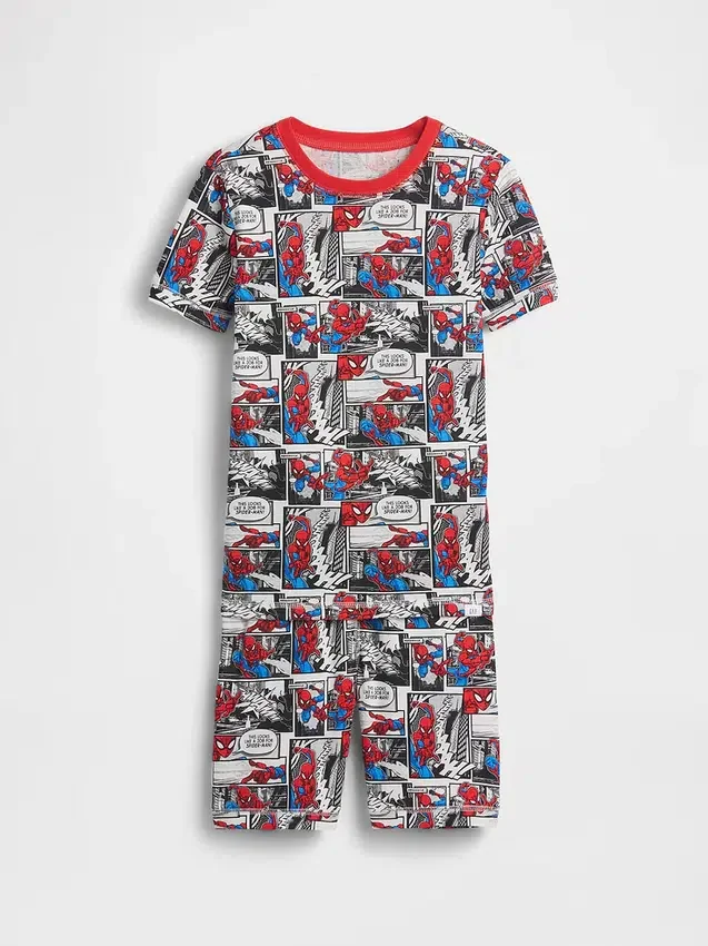 Pyjamas-set för barn med Spider-Man-motiv i ekologisk borstad bomull