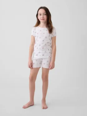 Pyjamas-set för barn med Winnie the Pooh i ekologisk borstad bomull i Shorts