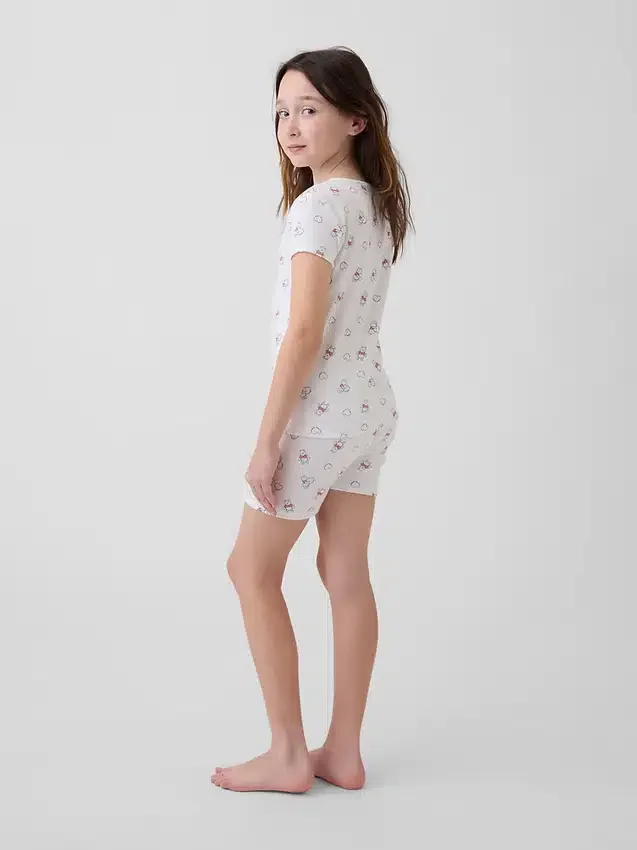 Pyjamas-set för barn med Winnie the Pooh i ekologisk borstad bomull i Shorts