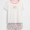 Pyjamas-set för barn med Winnie the Pooh i återvunnen ribbstickning i Shorts